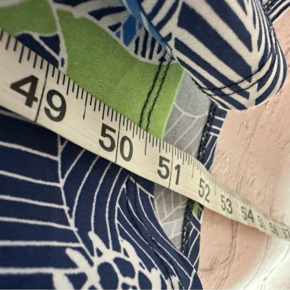 the look Chic Blue Green tropical Floral Dress sz XL 3/4 sleeve bateau neck - Picture 4 of 9